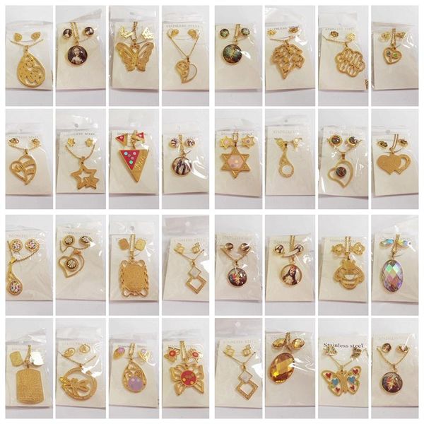 earrings & necklace random wholesale 10sets/pack stainless steel jewelry sets for women girl acrylic crystal geometric gold color necklaces, Silver
earrings & necklace random wholesale 10sets/pack stainless steel jewelry sets for women girl acrylic crystal geometric gold color necklaces, Silver