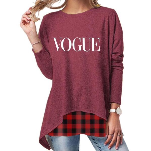 women's t-shirt irregular patchwork lattice t-shirts split letter chic tees autumn spring casual simple woman clothes plus size, White
women's t-shirt irregular patchwork lattice t-shirts split letter chic tees autumn spring casual simple woman clothes plus size, White