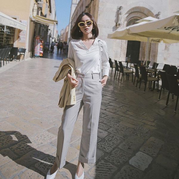 women's pants & capris chen xiaoying french elegant spring 2021 straight high loose waist thin texture nine points suit casual, Black;white
women's pants & capris chen xiaoying french elegant spring 2021 straight high loose waist thin texture nine points suit casual, Black;white