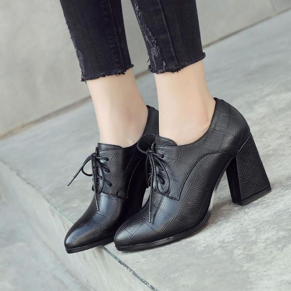 dress shoes karin brand large size 43 women's spring pointed toe shoelaces hoof heels lady pumps, Black
dress shoes karin brand large size 43 women's spring pointed toe shoelaces hoof heels lady pumps, Black