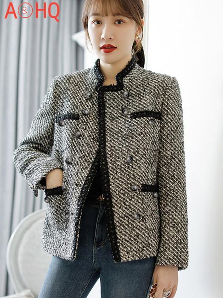 women's jackets grey tweed woolen jacket autumn and the winter wool classic ladies, Black;brown
women's jackets grey tweed woolen jacket autumn and the winter wool classic ladies, Black;brown
