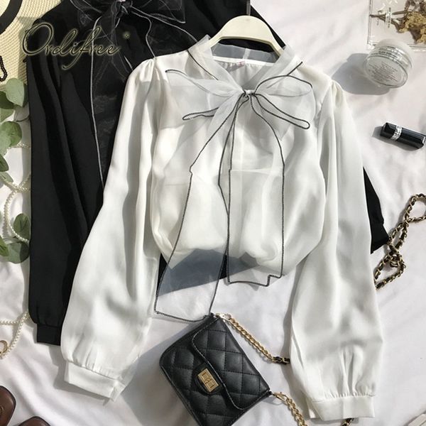 summer women chiffon party shirt sweet elegant long sleeve single breasted bow office lady blouse 210415, White
summer women chiffon party shirt sweet elegant long sleeve single breasted bow office lady blouse 210415, White