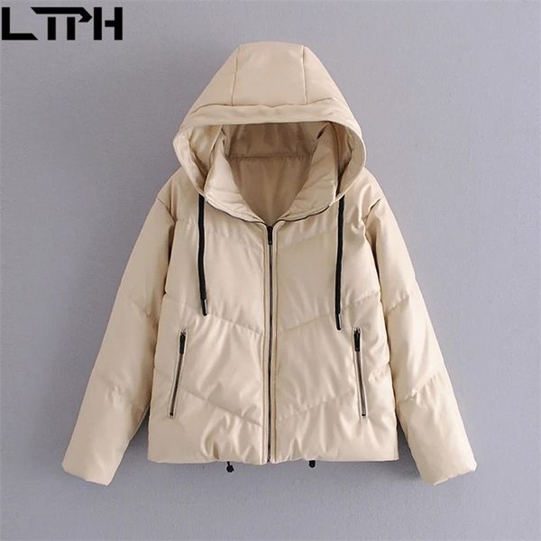 tlph artificial leather pu woman parkas solid color hooded coat thicken warm loose jacket outerwear winter 210423, Black
tlph artificial leather pu woman parkas solid color hooded coat thicken warm loose jacket outerwear winter 210423, Black