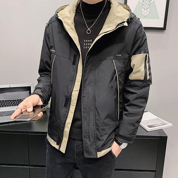 men's jackets 2021 spring and autumn jacket fashion stitching zipper casual hooded slim letter printed high quality, Black;brown
men's jackets 2021 spring and autumn jacket fashion stitching zipper casual hooded slim letter printed high quality, Black;brown