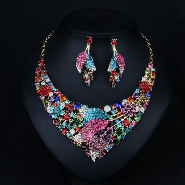 earrings & necklace fine bride/wedding multicolor peacock choke jewelry set luxury crystal earring and party elegant, Silver
earrings & necklace fine bride/wedding multicolor peacock choke jewelry set luxury crystal earring and party elegant, Silver