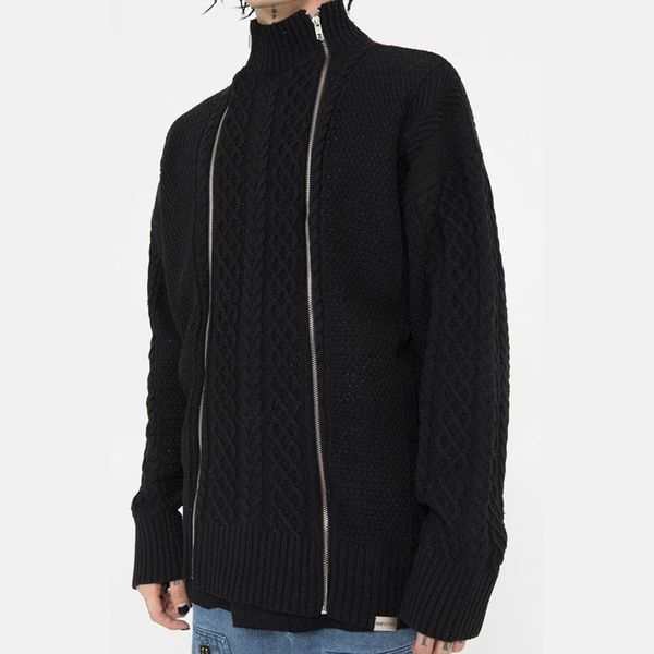 men's sweaters mens double zipper sweater cardigan coat men women half turtleneck streetwear hip hop loose knitwear jacket couple, White;black
men's sweaters mens double zipper sweater cardigan coat men women half turtleneck streetwear hip hop loose knitwear jacket couple, White;black