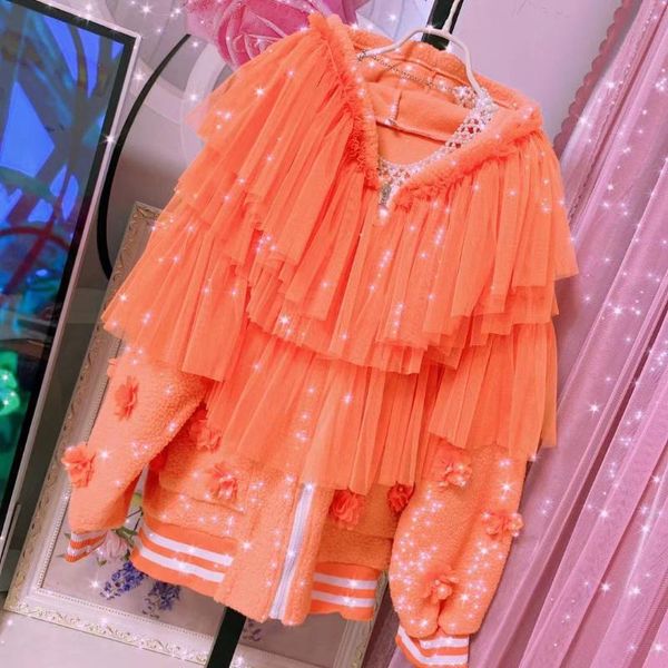 women's jackets female's elegant all-matching fashion sweet princess style three-dimensional flower mesh joint coat ruffled hooded, Black;brown
women's jackets female's elegant all-matching fashion sweet princess style three-dimensional flower mesh joint coat ruffled hooded, Black;brown