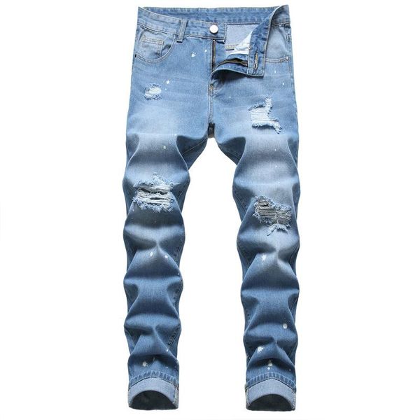 men's jeans european and american fashion wear ripped blue non-stretch slim straight button denim trousers 2021
men's jeans european and american fashion wear ripped blue non-stretch slim straight button denim trousers 2021
