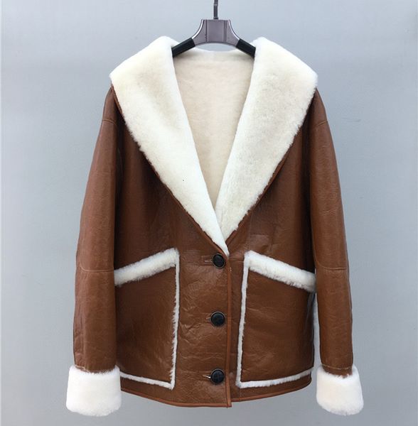 women's trench coats brand winter jacket women real fur coat natural merino sheep genuine leather outerwear streetwear thick warm, Tan;black
women's trench coats brand winter jacket women real fur coat natural merino sheep genuine leather outerwear streetwear thick warm, Tan;black