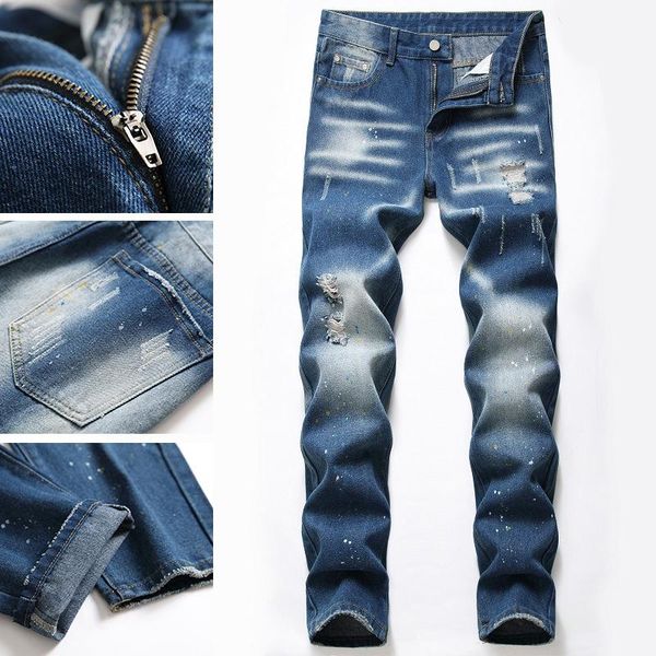 men's jeans 2021 summer thin trendy brand straight slim trousers all-match young high-quality men, Blue
men's jeans 2021 summer thin trendy brand straight slim trousers all-match young high-quality men, Blue