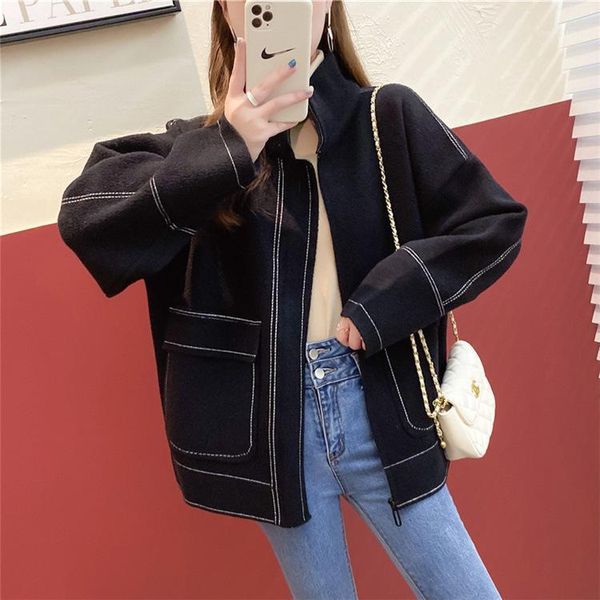 women's wool & blends fnoce 2021 winter coats fashion casual young trends solid long sleeve zipper loose thickened woolen coat, Black
women's wool & blends fnoce 2021 winter coats fashion casual young trends solid long sleeve zipper loose thickened woolen coat, Black