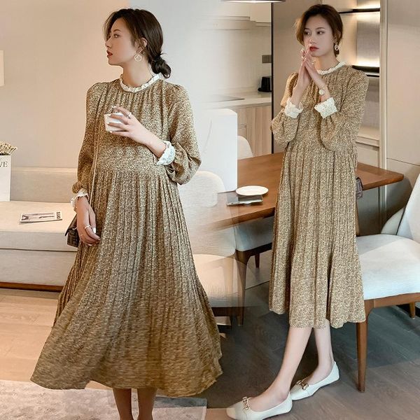 spring korean fashion maternity long dress floral printed a line loose clothes for pregnant women ties waist pregnancy dresses, White
spring korean fashion maternity long dress floral printed a line loose clothes for pregnant women ties waist pregnancy dresses, White