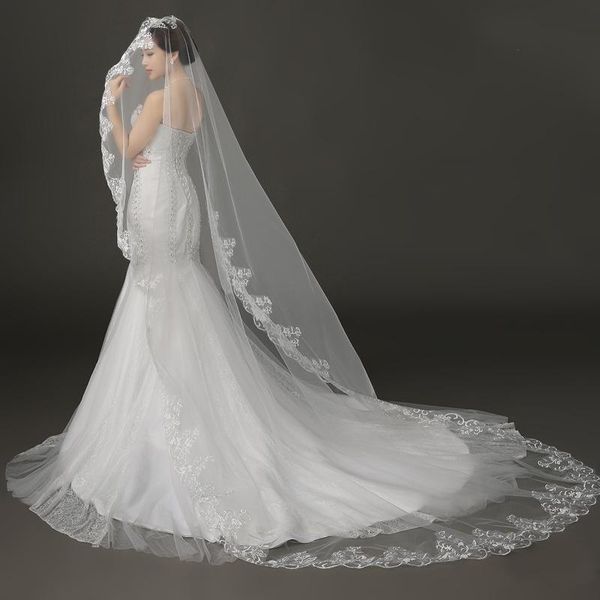 bridal veils 3m bride veil long wedding dress soft marriage style lace floor-length 3 m tailing, Black
bridal veils 3m bride veil long wedding dress soft marriage style lace floor-length 3 m tailing, Black
