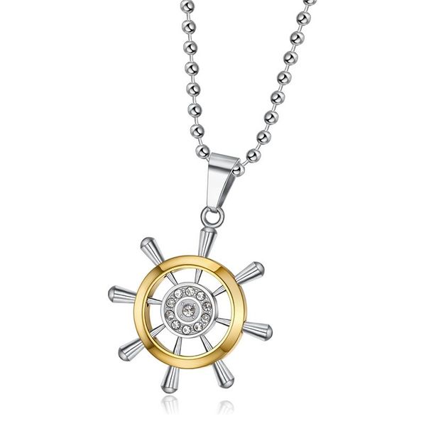 pendant necklaces stainless steel steering wheel rudder necklace punk hip hop men's cz accessories fashion party jewelry gift, Silver
pendant necklaces stainless steel steering wheel rudder necklace punk hip hop men's cz accessories fashion party jewelry gift, Silver