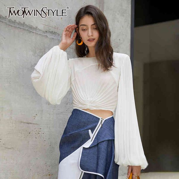 patchwork ruched chiffon shirt for women o neck lantern sleeve short blouse female fall fashion 210524, White
patchwork ruched chiffon shirt for women o neck lantern sleeve short blouse female fall fashion 210524, White