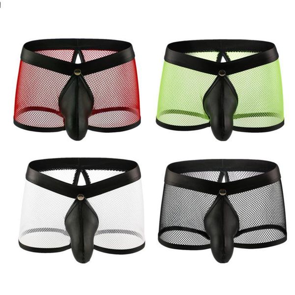 underpants 2021pu leather + mesh boxer men big open back male mens thong underwear gay transparent trunks shorts for lovers, Black;white
underpants 2021pu leather + mesh boxer men big open back male mens thong underwear gay transparent trunks shorts for lovers, Black;white