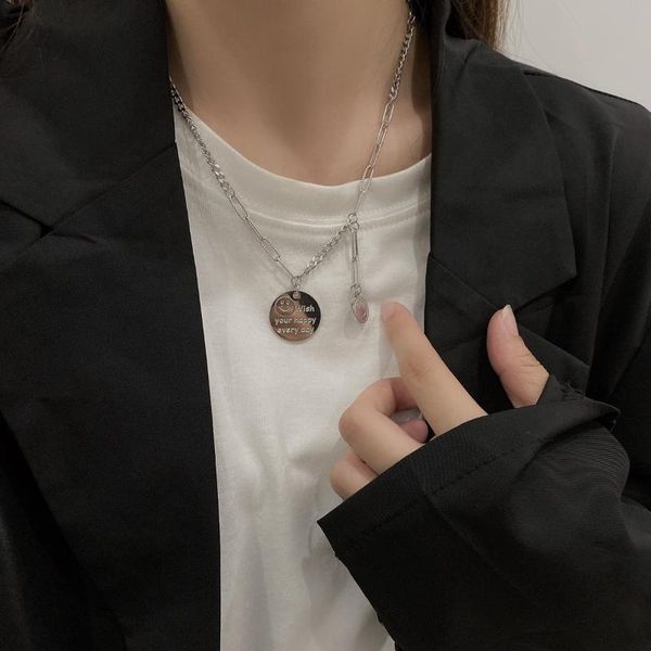 chokers smile necklace personality titanium steel does not fade design pendant men's, Golden;silver
chokers smile necklace personality titanium steel does not fade design pendant men's, Golden;silver