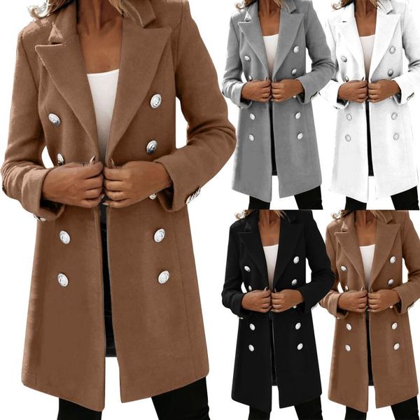 women's wool & blends autumn and winter long-sleeved windproof jacket suit collar double-breasted nizi fashion high street, Black
women's wool & blends autumn and winter long-sleeved windproof jacket suit collar double-breasted nizi fashion high street, Black