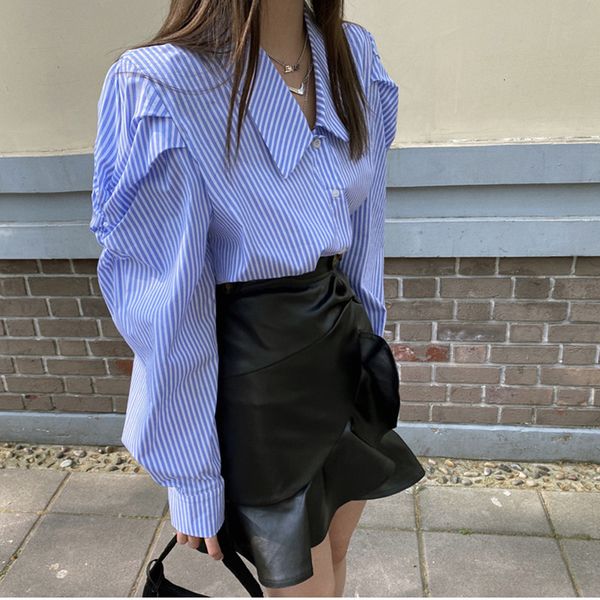 women's hoodies & sweatshirts hzirip striped female blouse, puffy sleeve shirt with casual collar, for summer and autumn, z9tw, Black
women's hoodies & sweatshirts hzirip striped female blouse, puffy sleeve shirt with casual collar, for summer and autumn, z9tw, Black