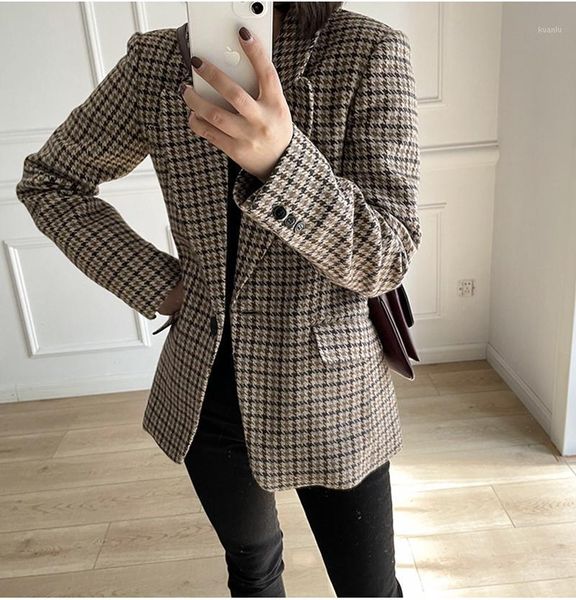 women's suits & blazers women one button blazer houndstooth woolen long sleeve vintage office lady suit coat, White;black
women's suits & blazers women one button blazer houndstooth woolen long sleeve vintage office lady suit coat, White;black