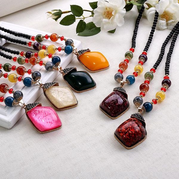 pendant necklaces fashion retro national style resin stone bead necklace summer accessories bohemia long sweater chain accesorios mujer, Silver
pendant necklaces fashion retro national style resin stone bead necklace summer accessories bohemia long sweater chain accesorios mujer, Silver