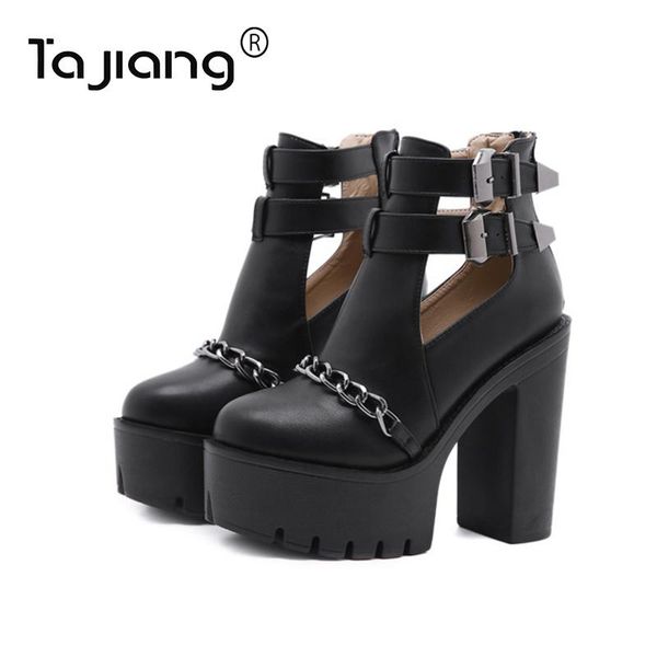 boots ta jiang metal decoration women's ankle shoes leather lace-up high-heel platform short t167, Black
boots ta jiang metal decoration women's ankle shoes leather lace-up high-heel platform short t167, Black