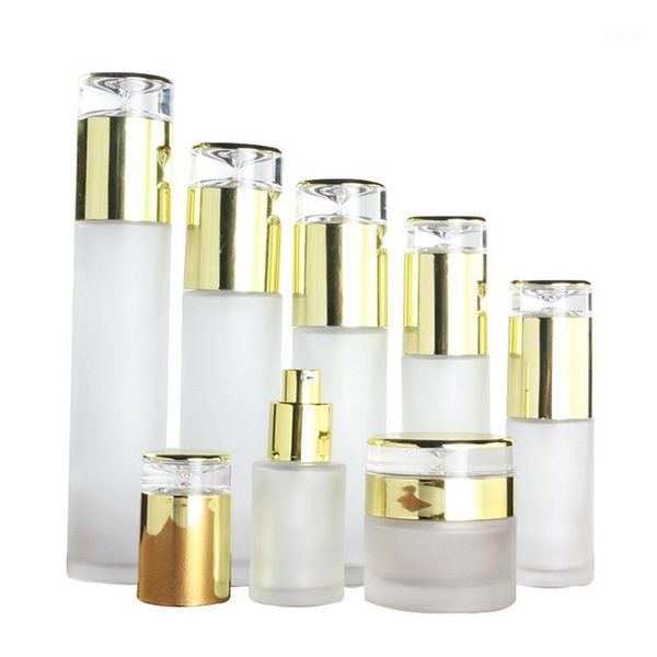 storage bottles & jars 5pcs/lot golden cap frosted glass spray lotion toner press pump cream high-grade cosmetic packaging container
storage bottles & jars 5pcs/lot golden cap frosted glass spray lotion toner press pump cream high-grade cosmetic packaging container