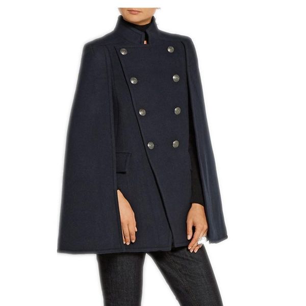 women's wool & blends loose trench poncho cape femme coat double breasted vintage coats military blue cloak jacket abrigos mujer elegan, Black
women's wool & blends loose trench poncho cape femme coat double breasted vintage coats military blue cloak jacket abrigos mujer elegan, Black