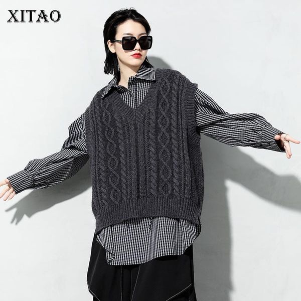 women's vests xitao knitted vest fashion pullover sleeveless 2021 small fresh personality elasticity elegant casual style zy3594, Black;white
women's vests xitao knitted vest fashion pullover sleeveless 2021 small fresh personality elasticity elegant casual style zy3594, Black;white