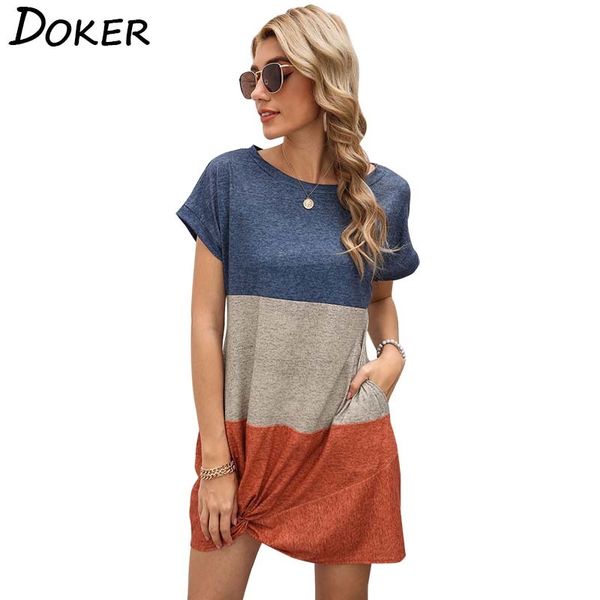 contrast color patchwork pocket kinking short sleeve women dress casual style o neck loose plus size female dresses 210423, Black;gray
contrast color patchwork pocket kinking short sleeve women dress casual style o neck loose plus size female dresses 210423, Black;gray