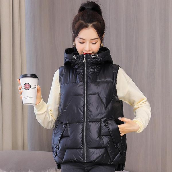 women's vests 2021 fashion autumn winter short cotton black vest women coats loose zipper sleeveless jacket warm ladies waistcoat, Black;white
women's vests 2021 fashion autumn winter short cotton black vest women coats loose zipper sleeveless jacket warm ladies waistcoat, Black;white