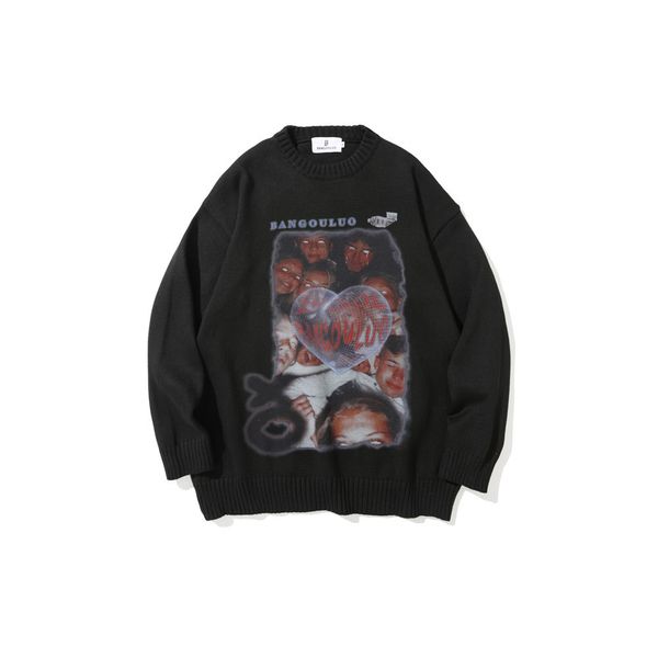sweater knit fashion figure printed men's dark black loose round neck t shirt street trend long sleeve top, White;black
sweater knit fashion figure printed men's dark black loose round neck t shirt street trend long sleeve top, White;black