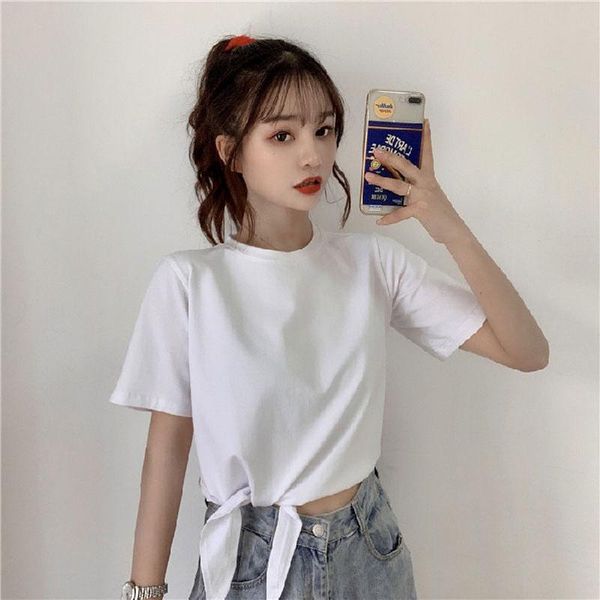 women's t-shirt 2021 summer style korean fashion high-waist short short-sleeved solid color careful design women, White
women's t-shirt 2021 summer style korean fashion high-waist short short-sleeved solid color careful design women, White