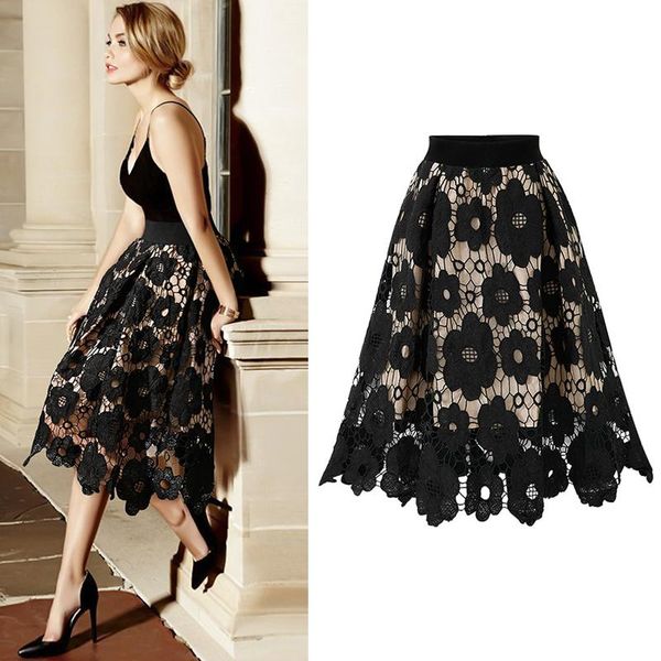fashion plus size women's foreign trade european and american style hollow lace skirt elegant long skirts, Black
fashion plus size women's foreign trade european and american style hollow lace skirt elegant long skirts, Black