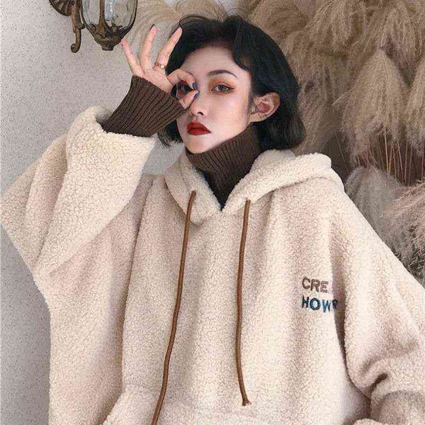 women hoodies lamb wool fake two-piece hooded sweatshirts knitted halter coats ladies winter autumn warm pullovers 211108, Black
women hoodies lamb wool fake two-piece hooded sweatshirts knitted halter coats ladies winter autumn warm pullovers 211108, Black
