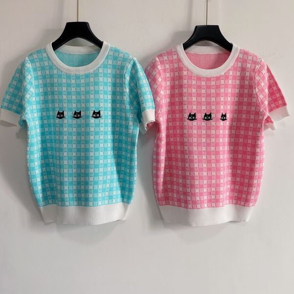 325 2021 spring summer brand same style sweaters crew neck print short sleeve pullover print women clothes sweater sc, White;black
325 2021 spring summer brand same style sweaters crew neck print short sleeve pullover print women clothes sweater sc, White;black