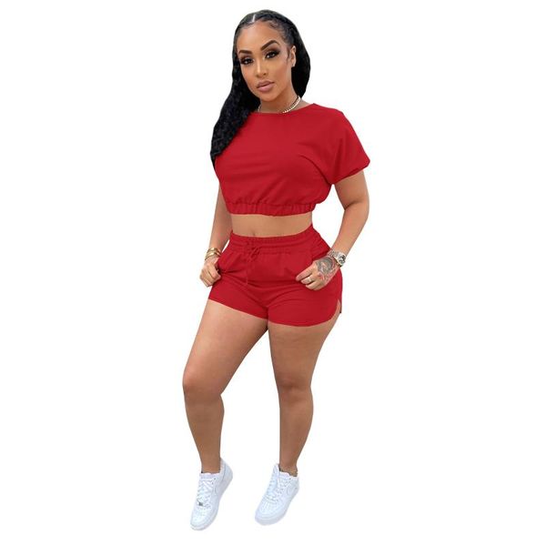 women's tracksuits 2021 quality fashion design 2 pcs women set solid color o-neck short sleeve and shorts elastic outfits, Gray
women's tracksuits 2021 quality fashion design 2 pcs women set solid color o-neck short sleeve and shorts elastic outfits, Gray
