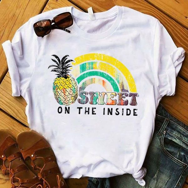 pinapple rainbow printed short sleeve womens t shirt loose tee clothes graphic, White
pinapple rainbow printed short sleeve womens t shirt loose tee clothes graphic, White