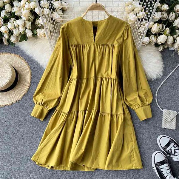 women's autumn korean simple pure color long sleeve loose dress lady round neck casual vestidos p543 210527, Black;gray
women's autumn korean simple pure color long sleeve loose dress lady round neck casual vestidos p543 210527, Black;gray