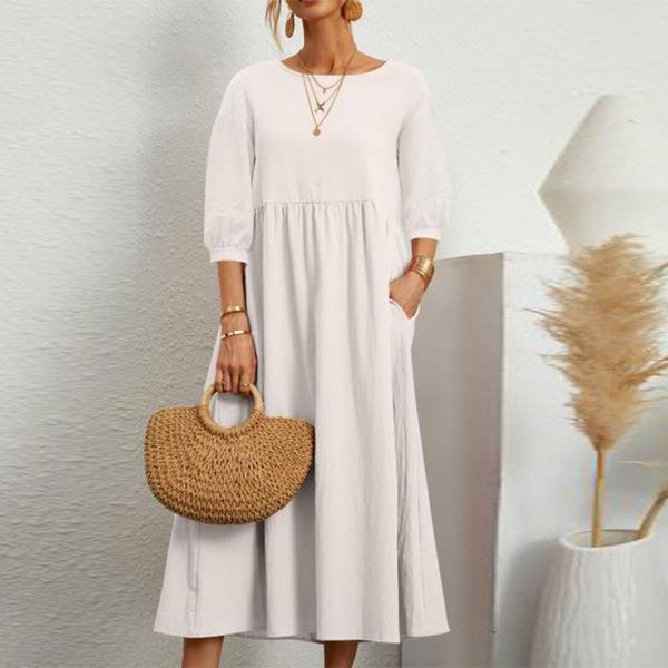 casual dresses autumn women basic party dress harajuku loose cotton linen solid long elegant 3/4 lantern sleeve pocket a-line, Black;gray
casual dresses autumn women basic party dress harajuku loose cotton linen solid long elegant 3/4 lantern sleeve pocket a-line, Black;gray