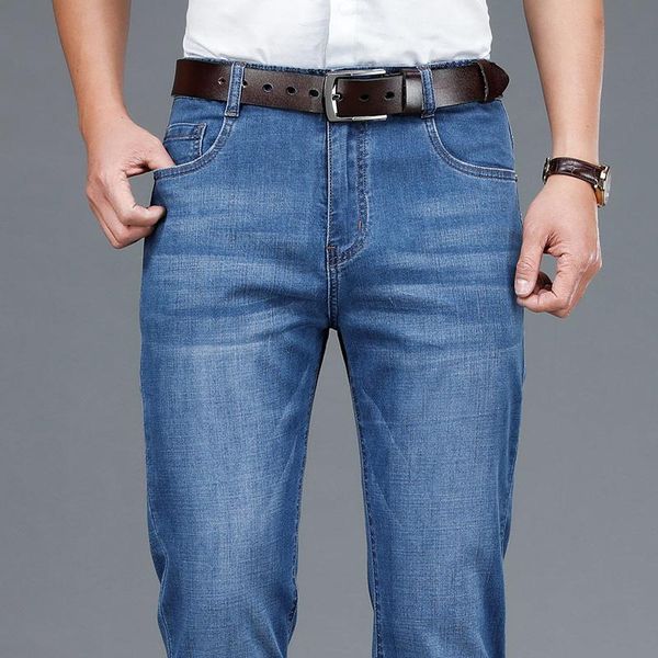 men's jeans men's fitted straight thin 2021 spring classic embroidery brand tencel cotton stretch men pants 28-42, Blue
men's jeans men's fitted straight thin 2021 spring classic embroidery brand tencel cotton stretch men pants 28-42, Blue