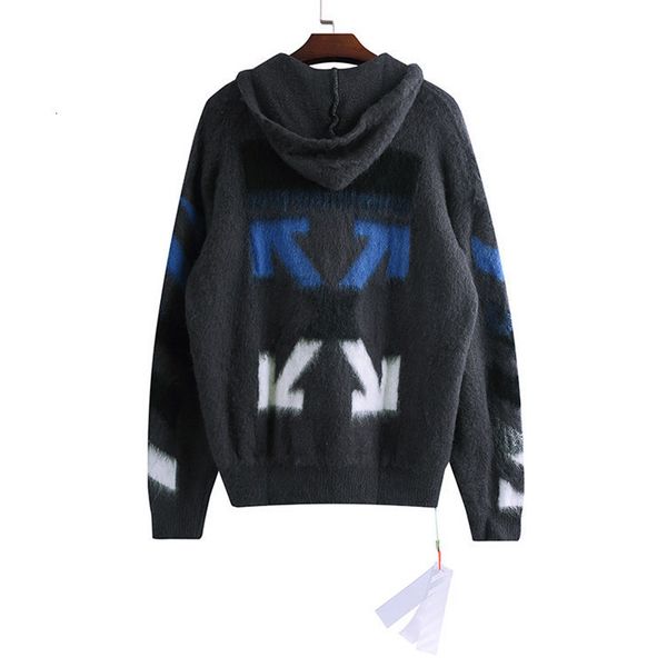 off style white color blocking gradient arrow horsehair tide men's and women's zipper sweater, White;black
off style white color blocking gradient arrow horsehair tide men's and women's zipper sweater, White;black