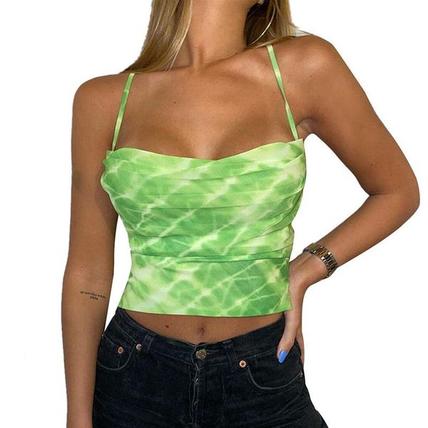 women's tanks & camis women tie-dye green sleeveless camisole backless bandage pleated design tank size s l, White
women's tanks & camis women tie-dye green sleeveless camisole backless bandage pleated design tank size s l, White