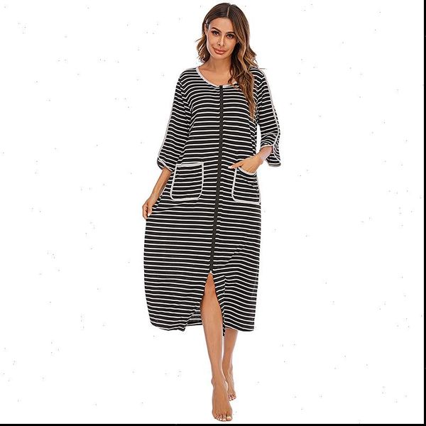 long night dress nightgown womens sleepwears striped home dresses loungewear homewear zip casual loose sleepwear clothes, Black;red
long night dress nightgown womens sleepwears striped home dresses loungewear homewear zip casual loose sleepwear clothes, Black;red