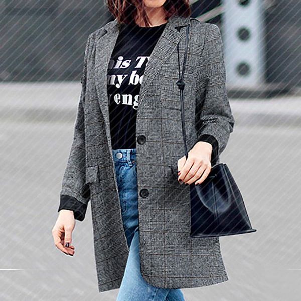 women's jackets women turn down collar suit jacket autumn plaid lapel slim fit coat ladies business office cardigan outerwear, Black;brown
women's jackets women turn down collar suit jacket autumn plaid lapel slim fit coat ladies business office cardigan outerwear, Black;brown