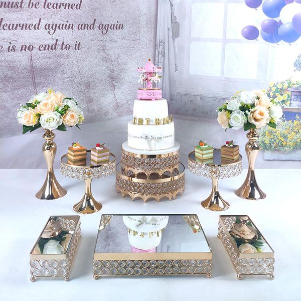 dishes & plates 9pcs gold metal cake stand set crystal mirror cupcake tray home decoration dessert table decorating tools party wedding disp 
dishes & plates 9pcs gold metal cake stand set crystal mirror cupcake tray home decoration dessert table decorating tools party wedding disp