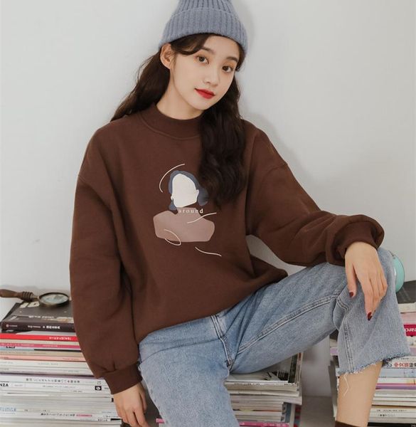 women's hoodies & sweatshirts women high collar brown loose turtleneck pullover preppy style girl's autumn hoody casual apricot sw, Black
women's hoodies & sweatshirts women high collar brown loose turtleneck pullover preppy style girl's autumn hoody casual apricot sw, Black