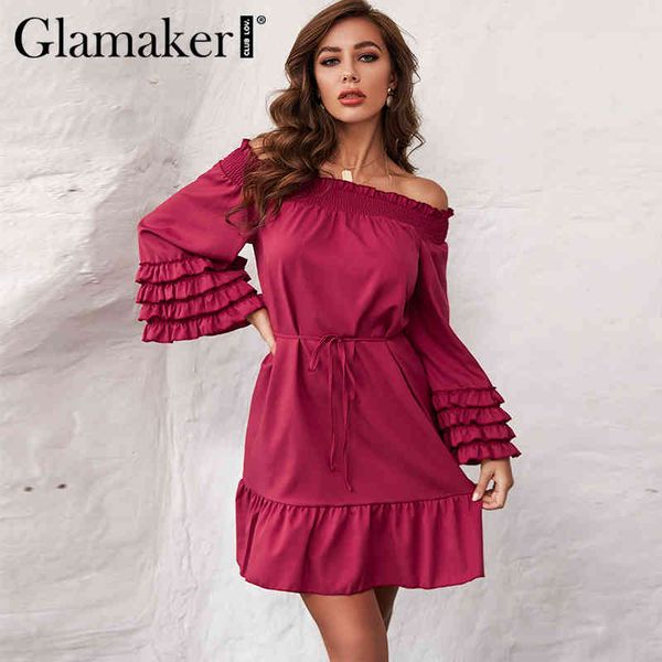 glamaker ruffle off shoulder burgundy dress women summer flare sleeve elegant short dress female backless party club dress 210414, Black;gray
glamaker ruffle off shoulder burgundy dress women summer flare sleeve elegant short dress female backless party club dress 210414, Black;gray