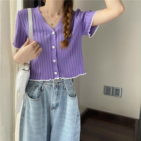 women's t-shirt lady purple knitted tank female solid short sleeve slim girl casual women summer clothes cloth, White
women's t-shirt lady purple knitted tank female solid short sleeve slim girl casual women summer clothes cloth, White
