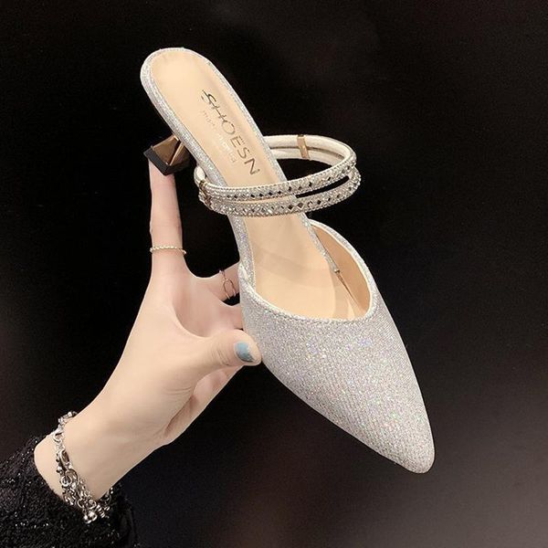 shoes woman 2021 female slippers luxury slides thin heels med pointed toe designer soft fashion pu cotton fabric ca, Black
shoes woman 2021 female slippers luxury slides thin heels med pointed toe designer soft fashion pu cotton fabric ca, Black